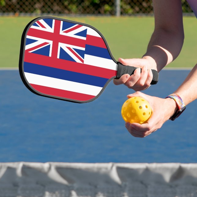 Pickleball Paddle unter der Flagge Hawaiis, USA (InSitu)