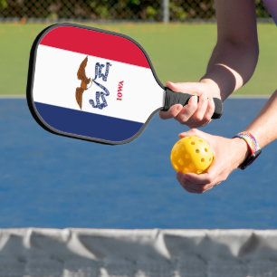 Pickleball Paddle unter der Flagge von Iowa, USA