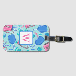 Pickleball Paddles and Balls Blue Preppy Gepäckanhänger