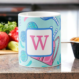 Pickleball Paddles and Balls Blue Preppy Kaffeetasse