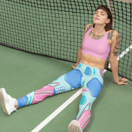 Pickleball Paddles and Balls Leggings