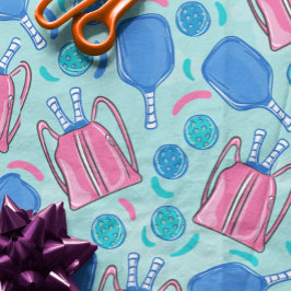 Pickleball Paddles und Balls Blue Geschenkpapier