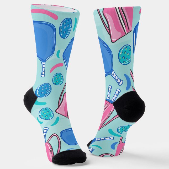 Pickleball Paddles und Balls Blue Socken (Gewinkelt)