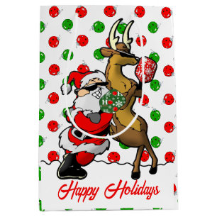 Pickleball Partner Santa & Rentier Ornamente Mittlere Geschenktüte