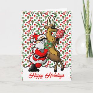Pickleball Partners Santa & Reindeer Sleighing It Karte
