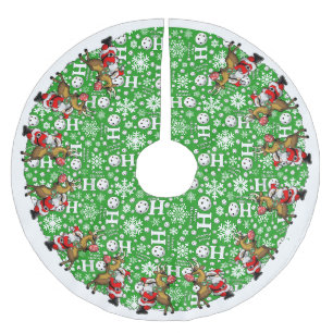 Pickleball Partners Santa & Reindeer Sleighing It Polyester Weihnachtsbaumdecke