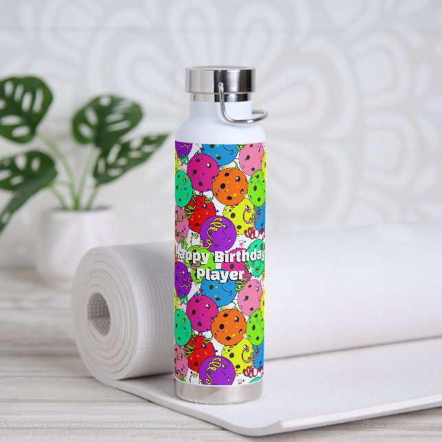 Pickleball Party Confetti und Balloons Personalisi Trinkflasche (Yoga)