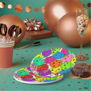 Pickleball Party Confetti und Pickleball Balloons Pappteller