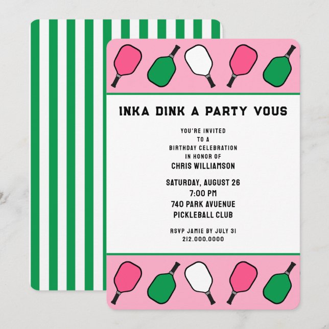 Pickleball-Party Einladung (Vorne/Hinten)