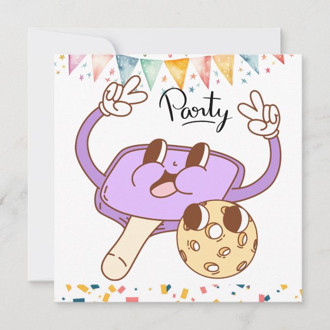 Pickleball Party Geburtstag Einladung (Vorderseite)