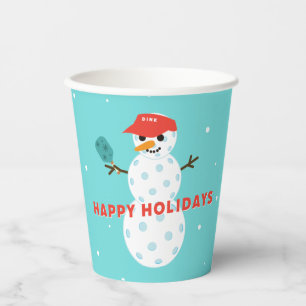 Pickleball Party Humour Holiday Snowman Pappbecher