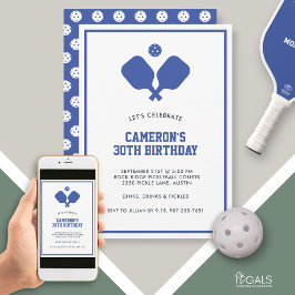 Pickleball Party Paddles Blue White Custom Einladung