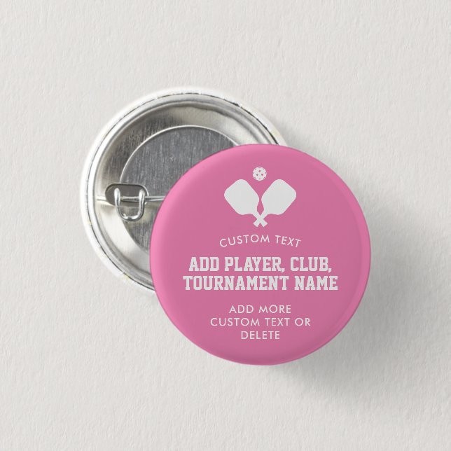 Pickleball Party Paddles Pink White Custom Button (Vorne & Hinten)