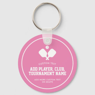 Pickleball Party Paddles Pink White Custom Schlüsselanhänger