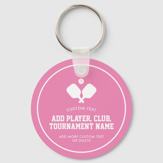 Pickleball Party Paddles Pink White Custom Schlüsselanhänger (Vorderseite)