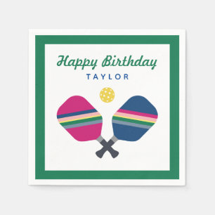 Pickleball Party Personalisiert Name Green Napkins Serviette
