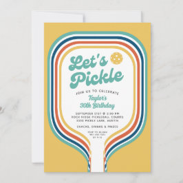 Pickleball-Party Pickle Retro-Regenbogenstreifen Einladung