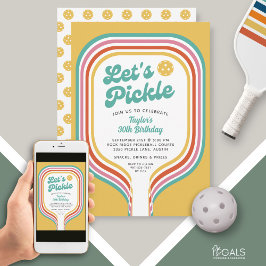 Pickleball-Party Pickle Retro-Regenbogenstreifen Einladung