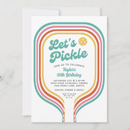 Pickleball-Party Pickle Retro-Regenbogenstreifen Einladung