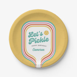 Pickleball-Party Pickle Retro-Regenbogenstreifen Pappteller