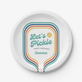 Pickleball-Party Pickle Retro-Regenbogenstreifen Pappteller