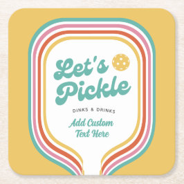 Pickleball-Party Pickle Retro-Regenbogenstreifen Rechteckiger Pappuntersetzer