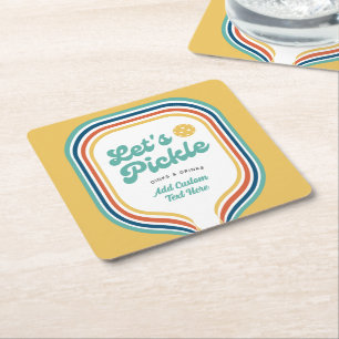 Pickleball-Party Pickle Retro-Regenbogenstreifen Rechteckiger Pappuntersetzer
