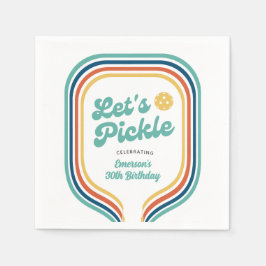 Pickleball-Party Pickle Retro-Regenbogenstreifen Serviette