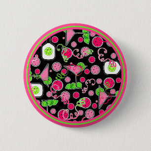 Pickleball-Party Pink Cosmo Cocktails Grüne Limett Button