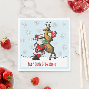 Pickleball-Party Santa Rentier Schneeflocken Serviette