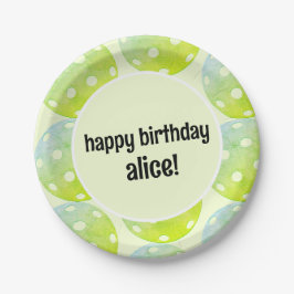 Pickleball Party Sports Green Individuelle Name Pappteller
