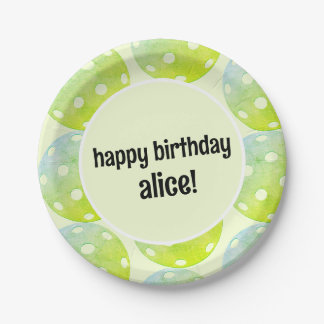 Pickleball Party Sports Green Individuelle Name Pappteller