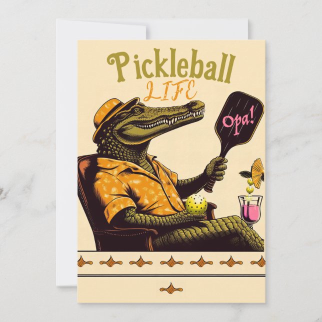 Pickleball Party Turnier Einladungen Krokodil (Vorderseite)