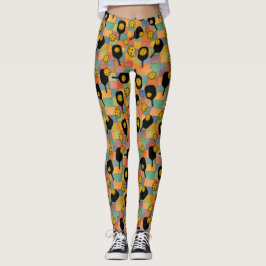Pickleball Paul Klee Style Paddle Pattern Leggings