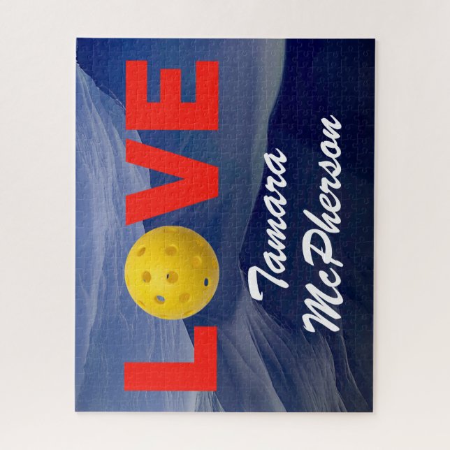 Pickleball personalisieren mit Name Blue Backgroun (Vertikal)