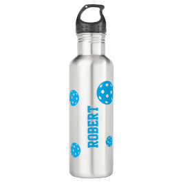 Pickleball Personalisiert Blue Silver Edelstahlflasche