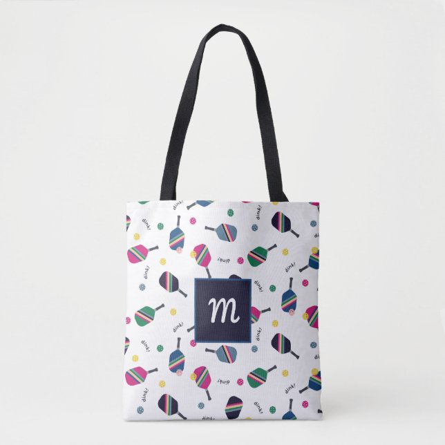 Pickleball Personalisiert Monogram Blue Green Pink Tasche (Vorderseite)