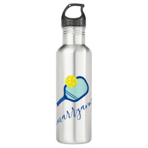 Pickleball Personalisiert Name auf blau Edelstahlflasche
