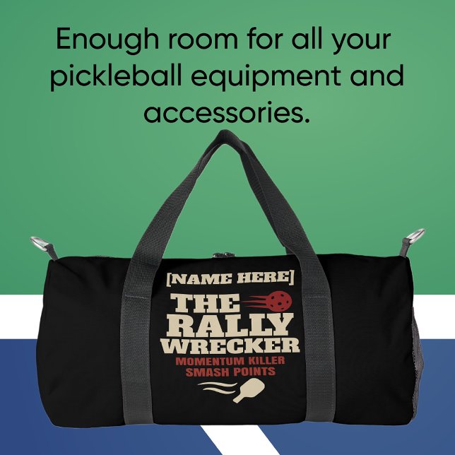 Pickleball Personalized Name THE RALLY WRECKER Duffle Bag (PICKLEBALL PERSONALIZED NAME GYM BAG)