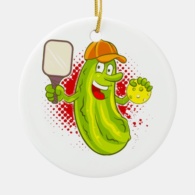 Pickleball Pickle Player Keramik Ornament (Vorne)
