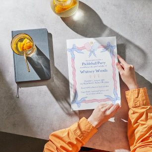 Pickleball Pink Blue Coquette Party Einladungen