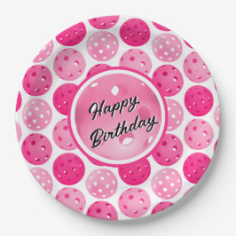 Pickleball Pink & White Pickleballs Personalisiert Pappteller