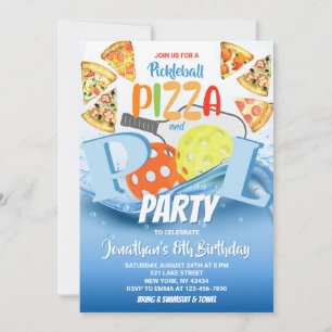 Pickleball-Pizza-und-Poolparty-Geburtstag Einladung