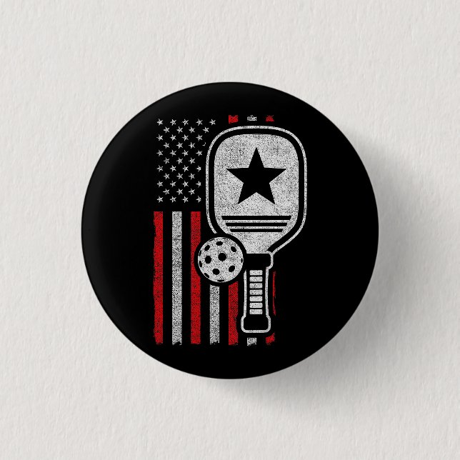 Pickleball Player - American Flag Pickleball - Bil Button (Vorderseite)