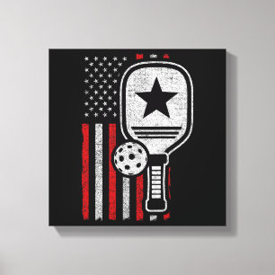 Pickleball Player - American Flag Pickleball - Bil Leinwanddruck