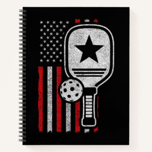 Pickleball Player - American Flag Pickleball - Bil Notizbuch