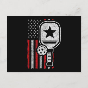 Pickleball Player - American Flag Pickleball - Bil Postkarte