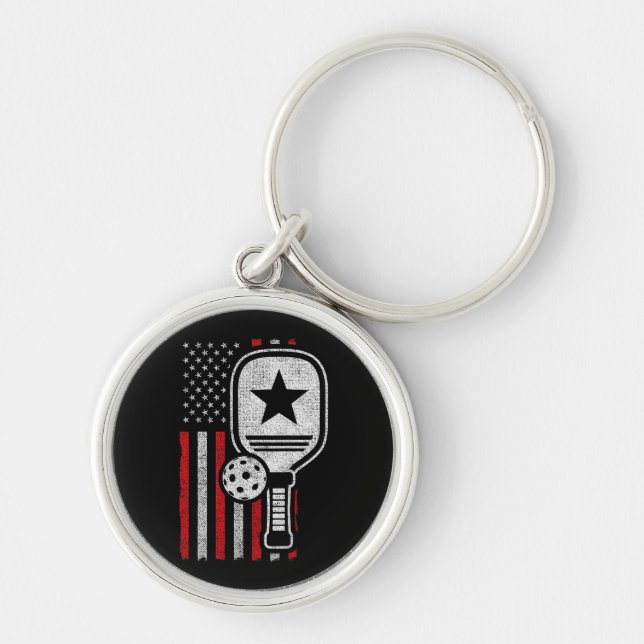 Pickleball Player - American Flag Pickleball - Bil Schlüsselanhänger (Vorne)