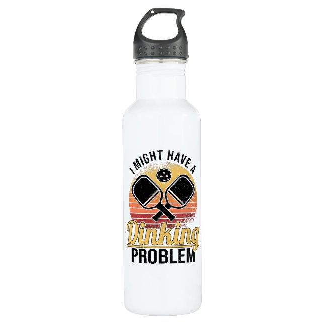 Pickleball Player Dinking Liebe Pickleball Retro Edelstahlflasche (Vorderseite)