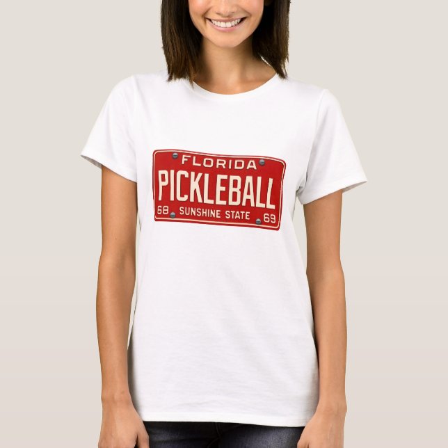 Pickleball Player Fan Retro Florida License Plate T-Shirt (Vorderseite)